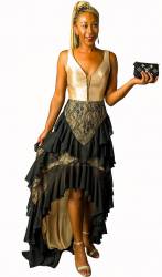 Mila Gold and Black Chiffon Layer Dress SALE